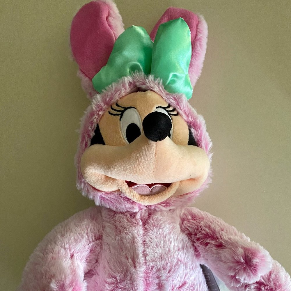 Minnie Mouse Easter Bunny Plush Disney Store 2021 Stuffed Animal Pink New